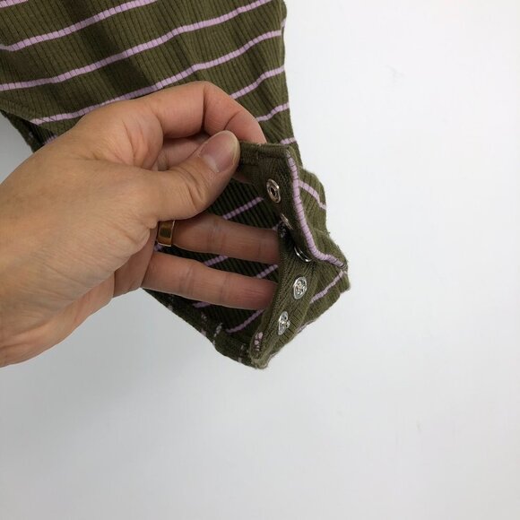 Urban Outfitters Out From Under Green/Pink Striped Ribbed Tank Cheeky Bodysuit S - Picture 9 of 15